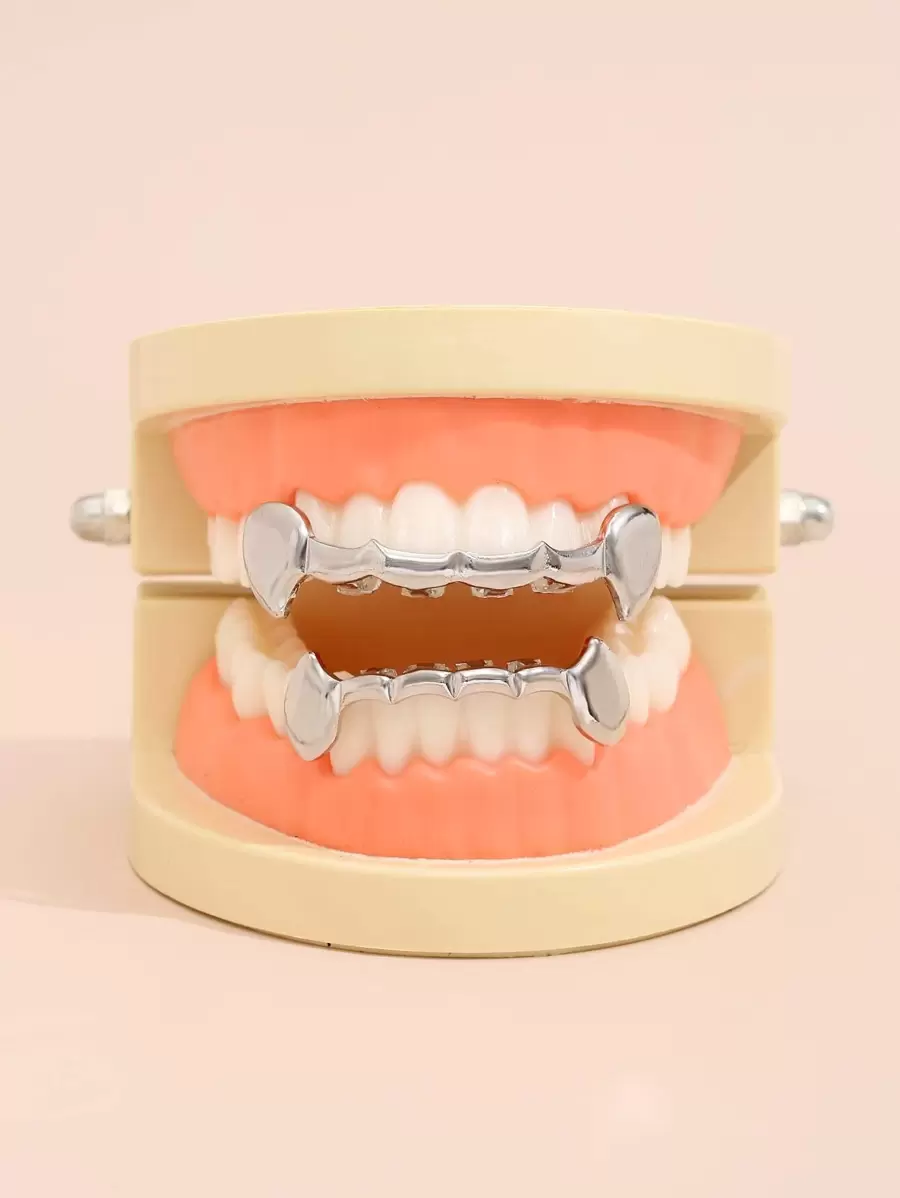 2pcs Minimalist Dental Brace - Silver - View 1