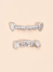 2pcs Minimalist Dental Brace - Silver - View 2