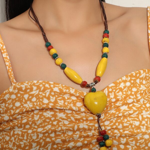 

Ceramic Bead Decor Necklace, Yellow
