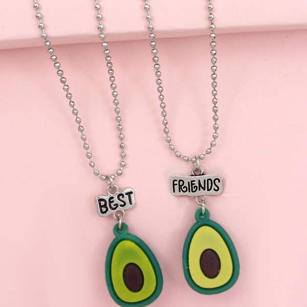 

2pcs Kids Letter Engraved Decor Necklace, Multicolor