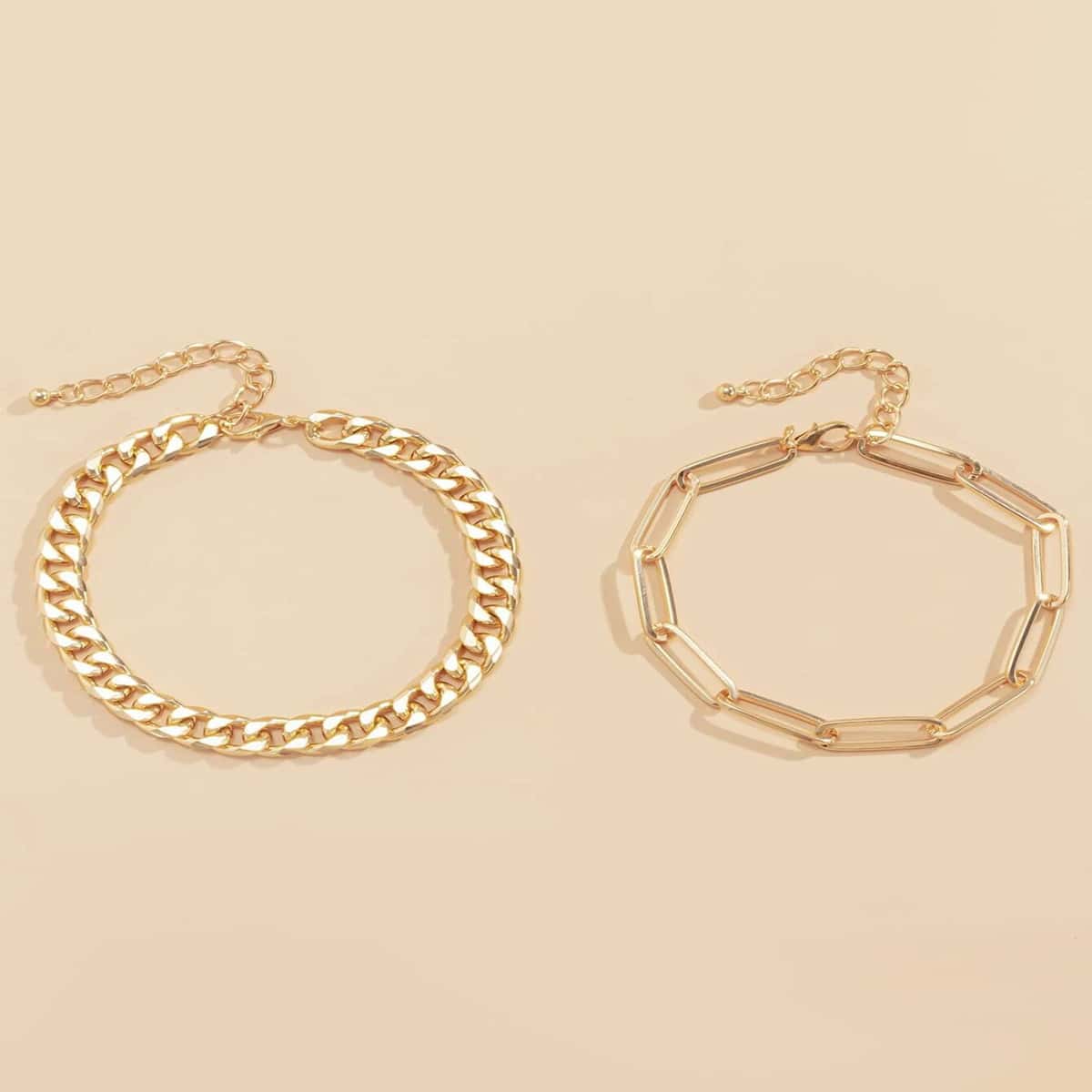 

2pcs Minimalist Chain Anklet, Gold