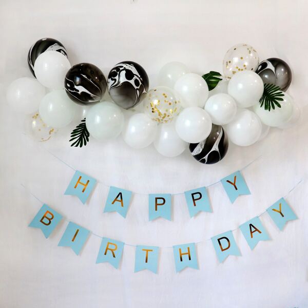 

38pcs Birthday Decorative Balloon & Pull Flag Set, Multicolor