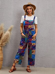 Jumpsuit overol con retazo con doble bolsillo - Multicolor - Ver 1