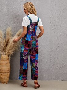 Jumpsuit overol con retazo con doble bolsillo - Multicolor - Ver 2