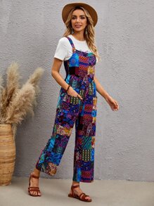 Jumpsuit overol con retazo con doble bolsillo - Multicolor - Ver 3
