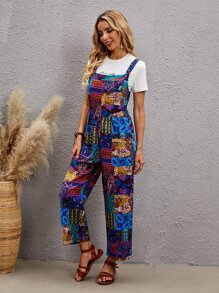 Jumpsuit overol con retazo con doble bolsillo - Multicolor - Ver 4