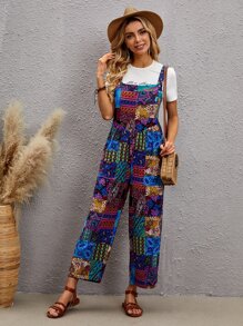 Jumpsuit overol con retazo con doble bolsillo - Multicolor - Ver 5