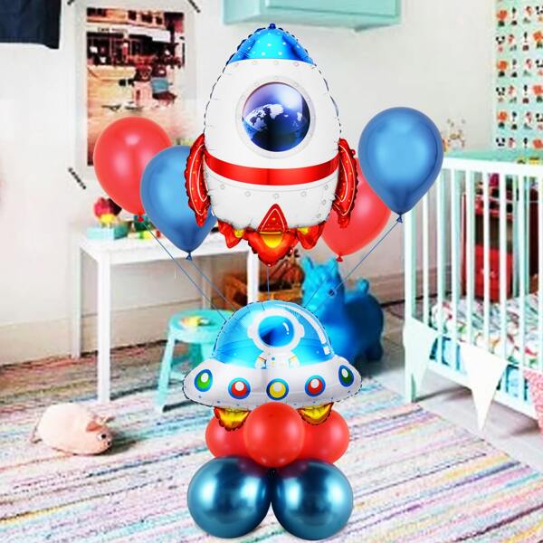 

14pcs Rocket Design Balloon Set, Multicolor
