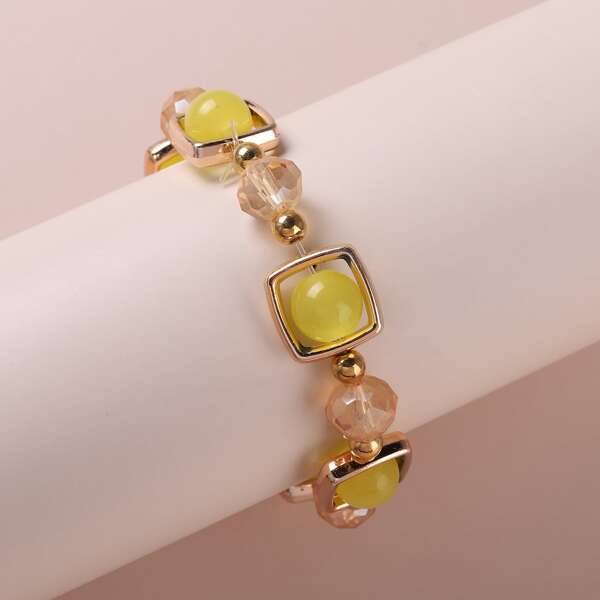 

1pc Beaded Bracelet, Yellow