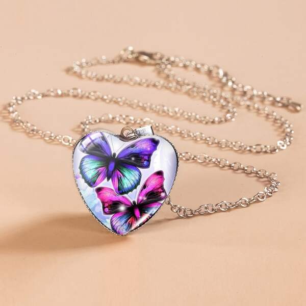 

Heart Pendant Necklace, Multicolor