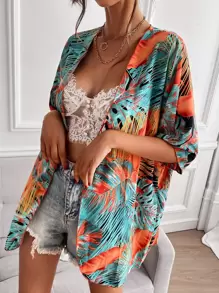 Kimono con estampado tropical - Multicolor - Ver 1