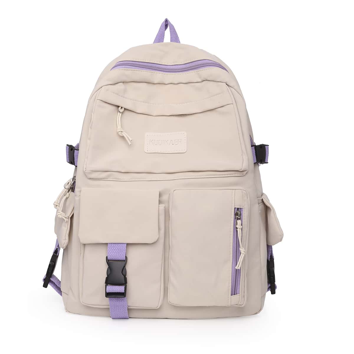 

Knot & Buckle Decor Backpack, Beige