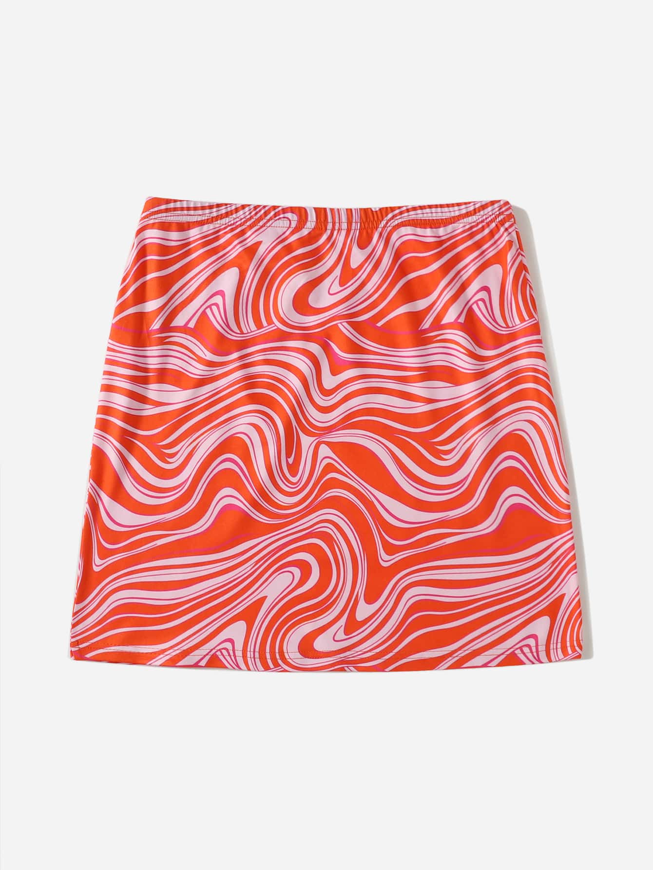 SHEIN Falda con estampado de mármol - Naranja - Añade 2
