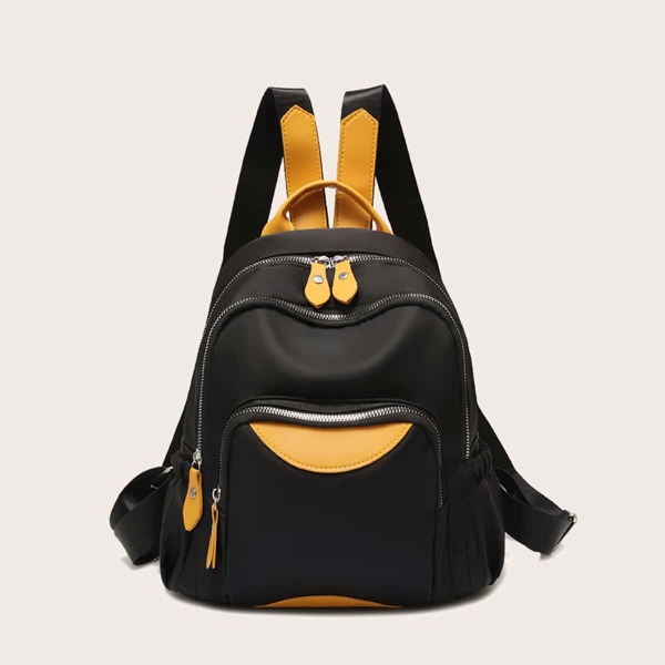 

Colorblock Pocket Front Backpack, Black