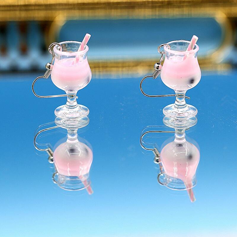 

Cartoon Drink Charm Earrings, Baby pink
