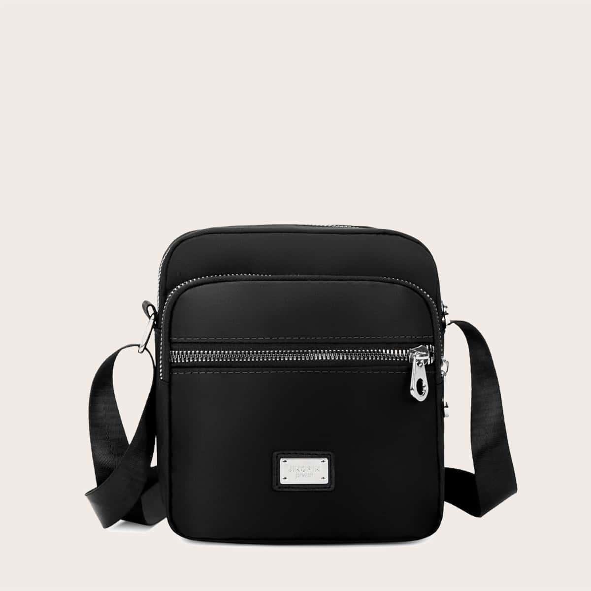 

Zip Front Crossbody Bag, Black