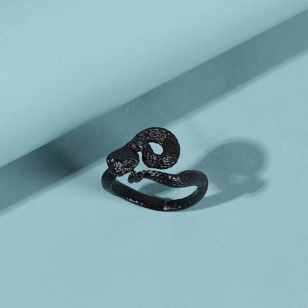

Men Snake Design Ring, Black