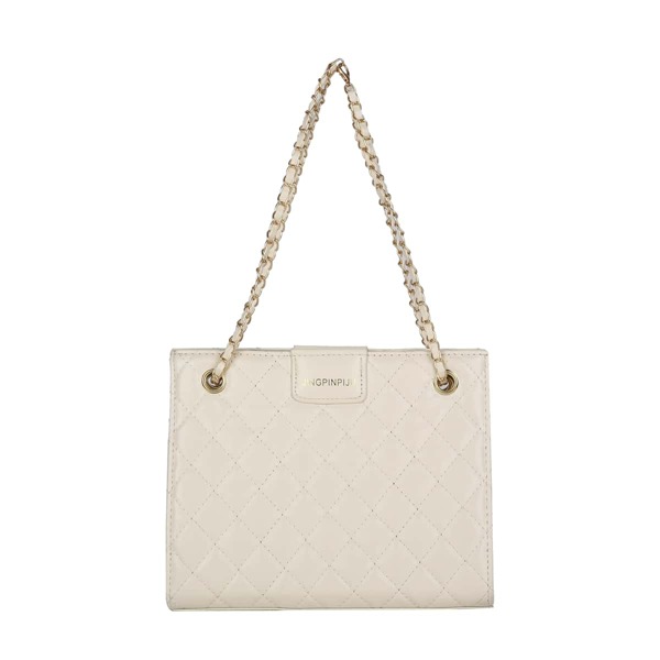 

Quilted Embossed Bucket Bag, Beige