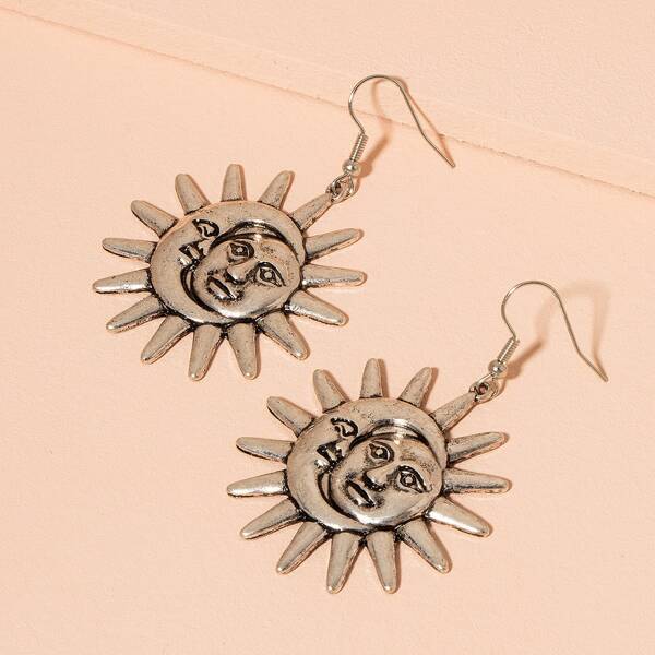 

Sun Drop Earrings, Antique silver