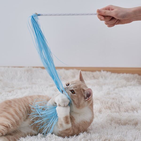 

1pc Tassel Cat Teaser Wand, Blue