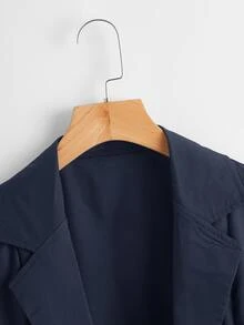 SHEIN Clasi Double Button Lapel Neck Vest Blazer - Navy Blue - View 4