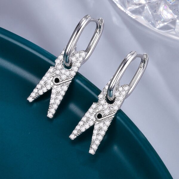 

Rhinestone Clip Decor Earrings, Silver
