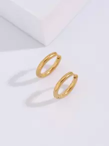 時尚流行男士不銹鋼不銹鋼圈形耳環適合珠寶禮物和時尚外觀 - 金黃色 - 查看 4