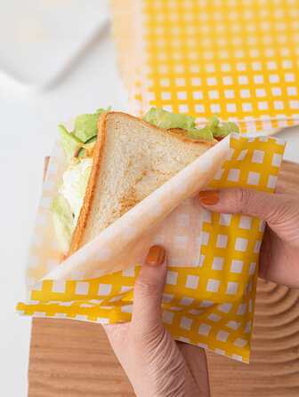 SikeSike 50pcs Plaid Sandwich Packaging Paper, Paper Bread Wrapper For Baking Air Fryer Kitchen Air Fryer Liners Air Fryer Paper Airfryer Air Frier