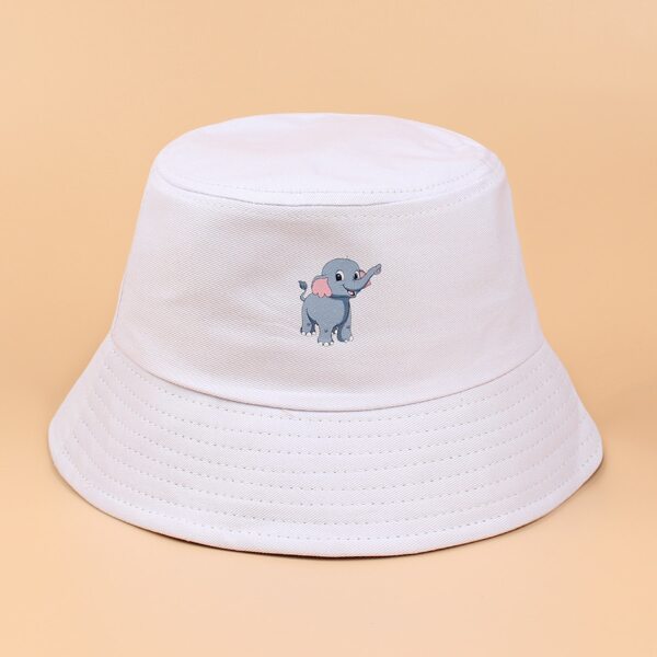 

Elephant Pattern Bucket Hat, White