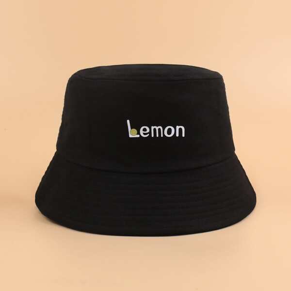 

Letter Graphic Bucket Hat, Black