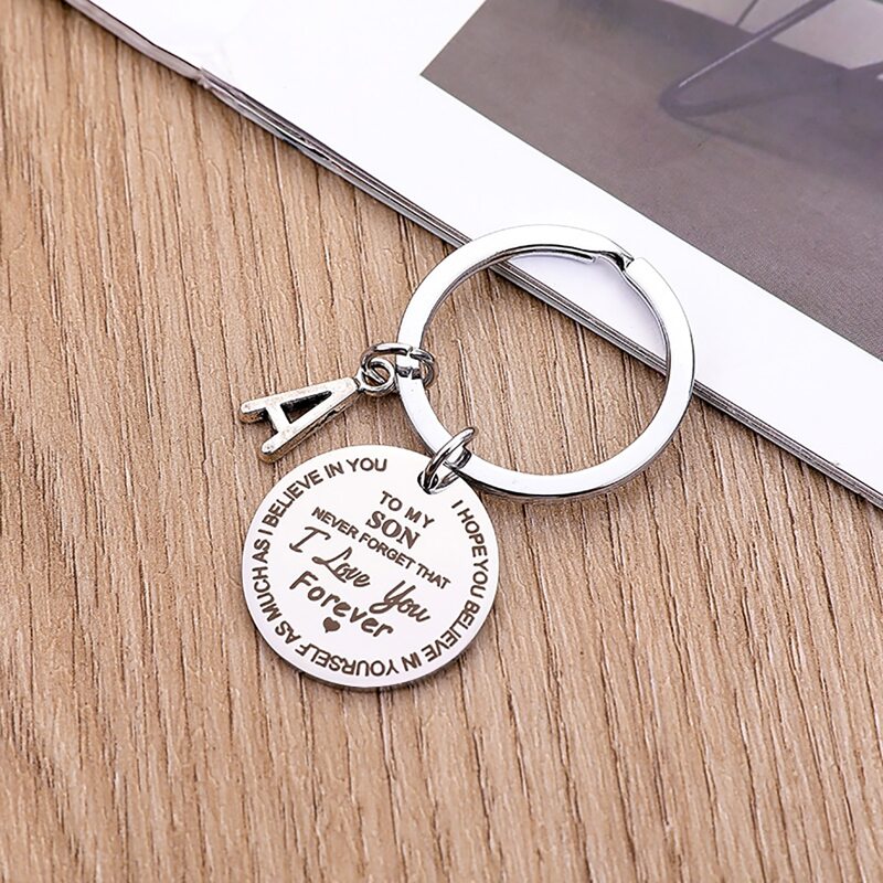 

Letter Design Keychain, Silver