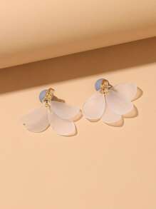 花瓣裝飾耳環 - 淺灰色 - 查看 4
