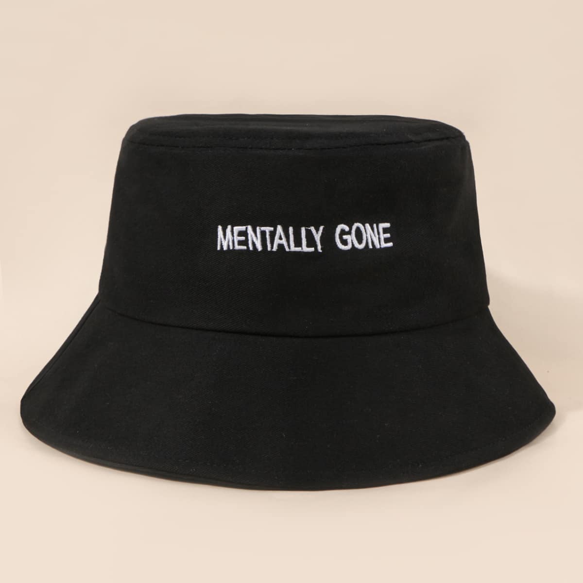 

Letter Embroidery Bucket Hat, Black
