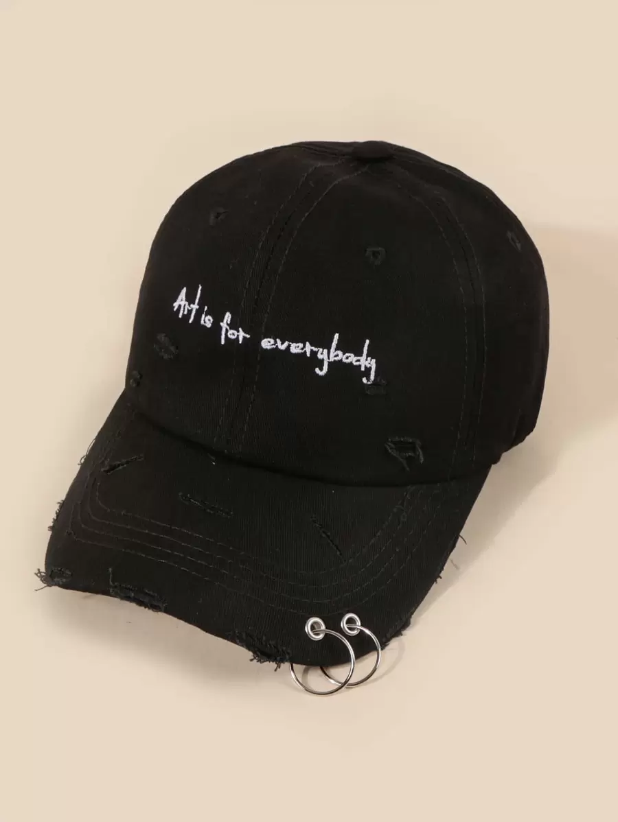 Men Art Dành cho mọi người Mũ bóng chày vòng sắt, Mũ giải trí chống nắng ngoài trời có thể điều chỉnh, Thích hợp cho du lịch xuân thu, Kỳ nghỉ ở bãi biển, Mũ chống nắng nam phong cách Y2K Đường phố Mũ trẻ trung - màu đen - Xem 1