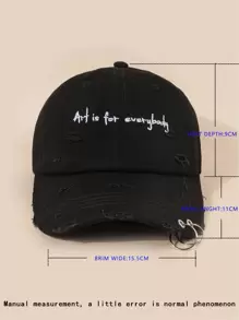 Men Art Dành cho mọi người Mũ bóng chày vòng sắt, Mũ giải trí chống nắng ngoài trời có thể điều chỉnh, Thích hợp cho du lịch xuân thu, Kỳ nghỉ ở bãi biển, Mũ chống nắng nam phong cách Y2K Đường phố Mũ trẻ trung - màu đen - Xem 4