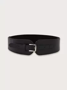 Metal Buckle Wide Belt Halloween Summer, School - Black - View 1