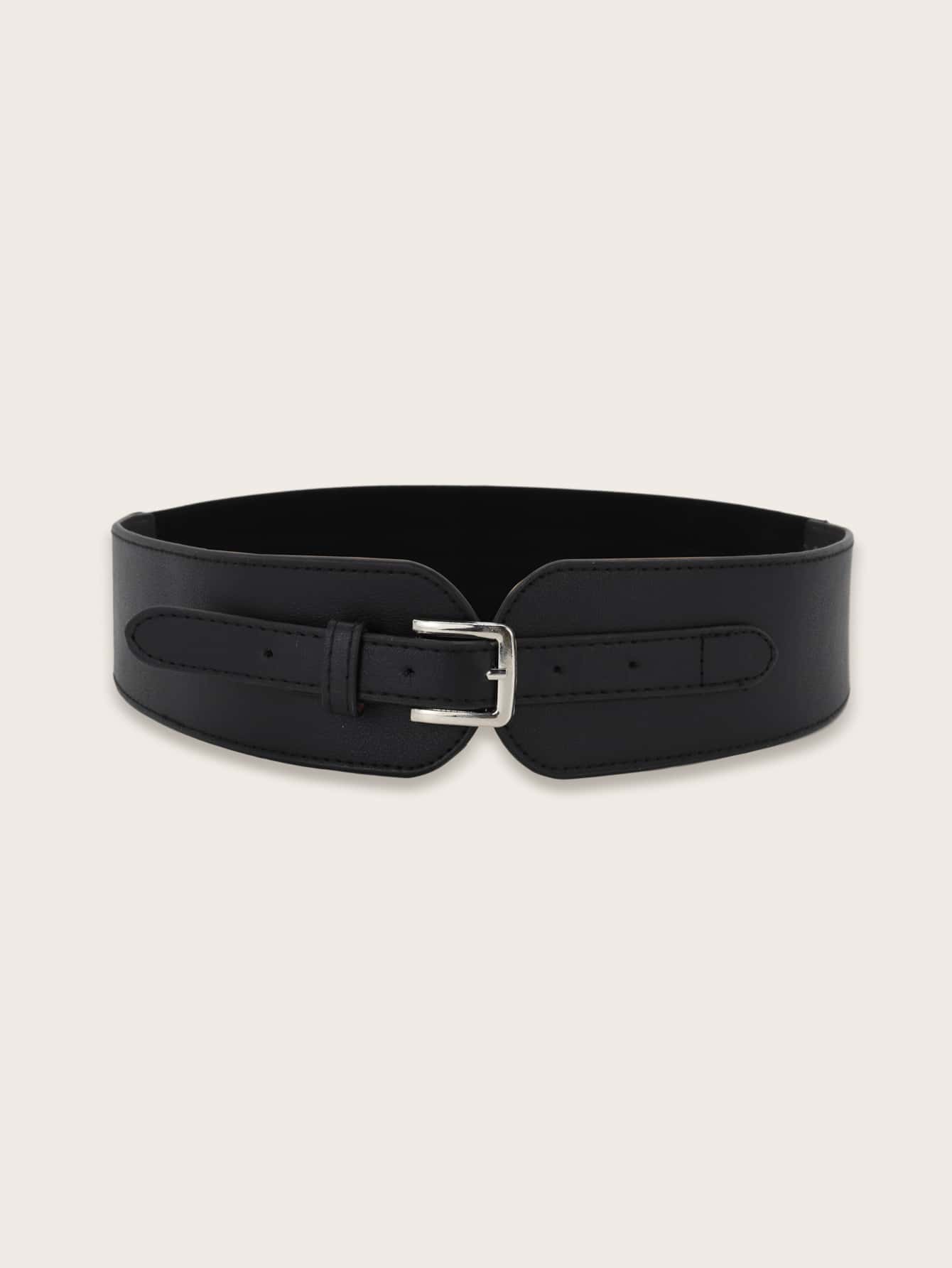 Metal Buckle Wide Belt Halloween Summer, School - Black - View 1