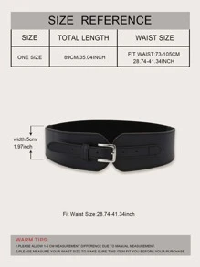 Metal Buckle Wide Belt Halloween Summer, School - Black - View 2