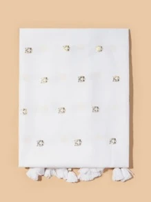 燙金流蘇下擺絲巾 - 彩色 - 查看 2