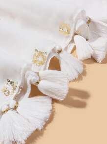 燙金流蘇下擺絲巾 - 彩色 - 查看 3