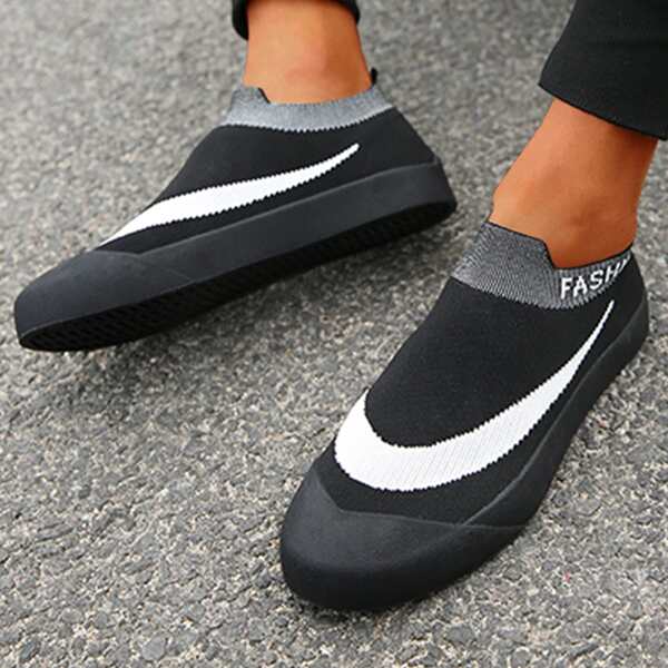 

Letter Graphic Slip-On Casual Shoes, Black