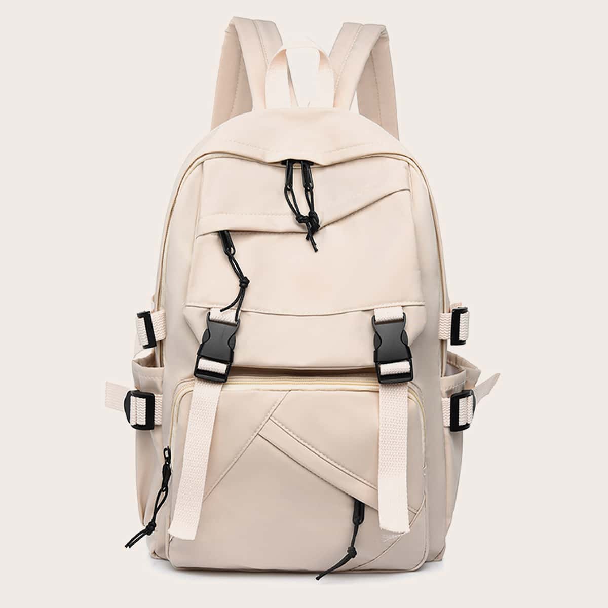 

Large Capacity Pocket Front Backpack, White