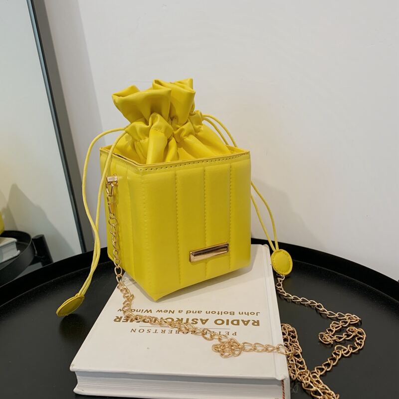 

Quilted Drawstring Crossbody Bag, Yellow