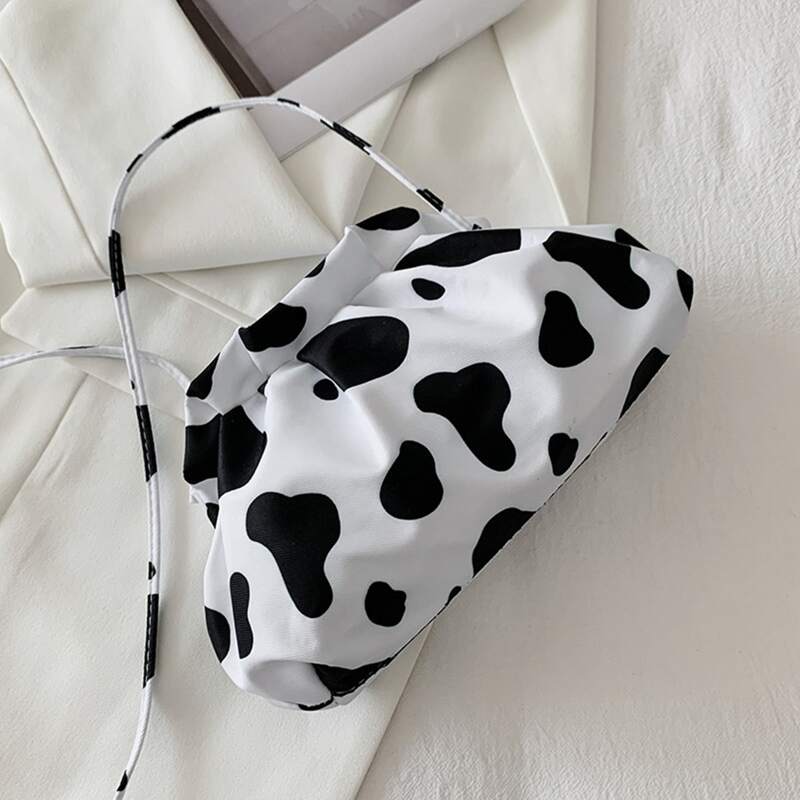 

Cow Print Crossbody Bag, Black and white