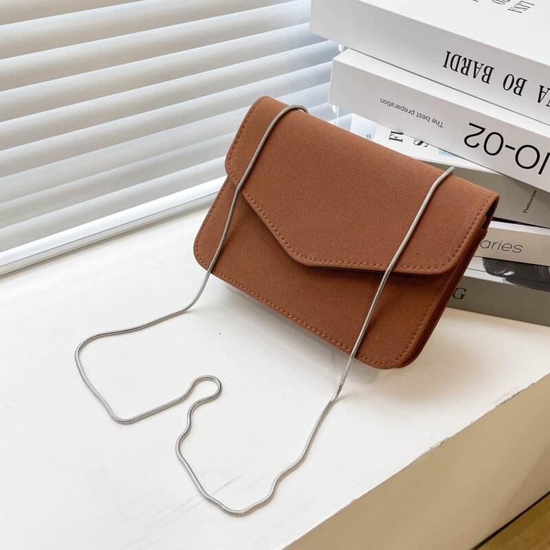 

Minimalist Flap Crossbody Bag, Brown