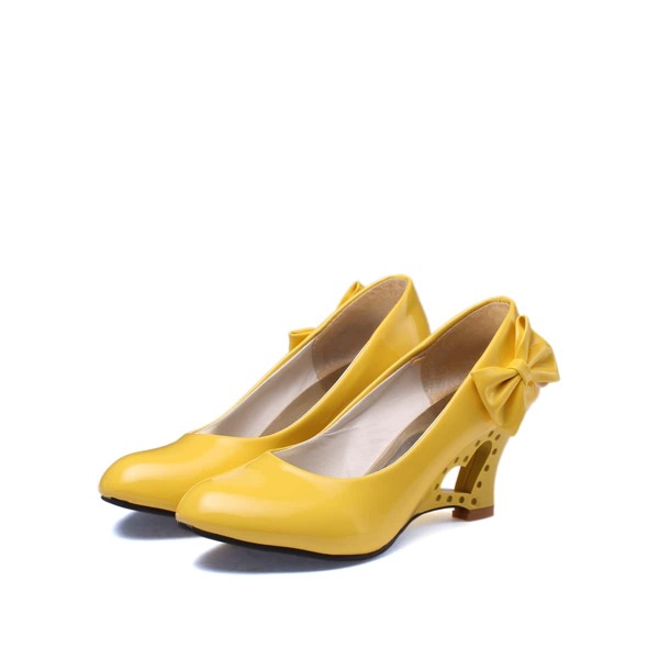

Bow Decor Sculptural Heeled Court Pumps, Yellow