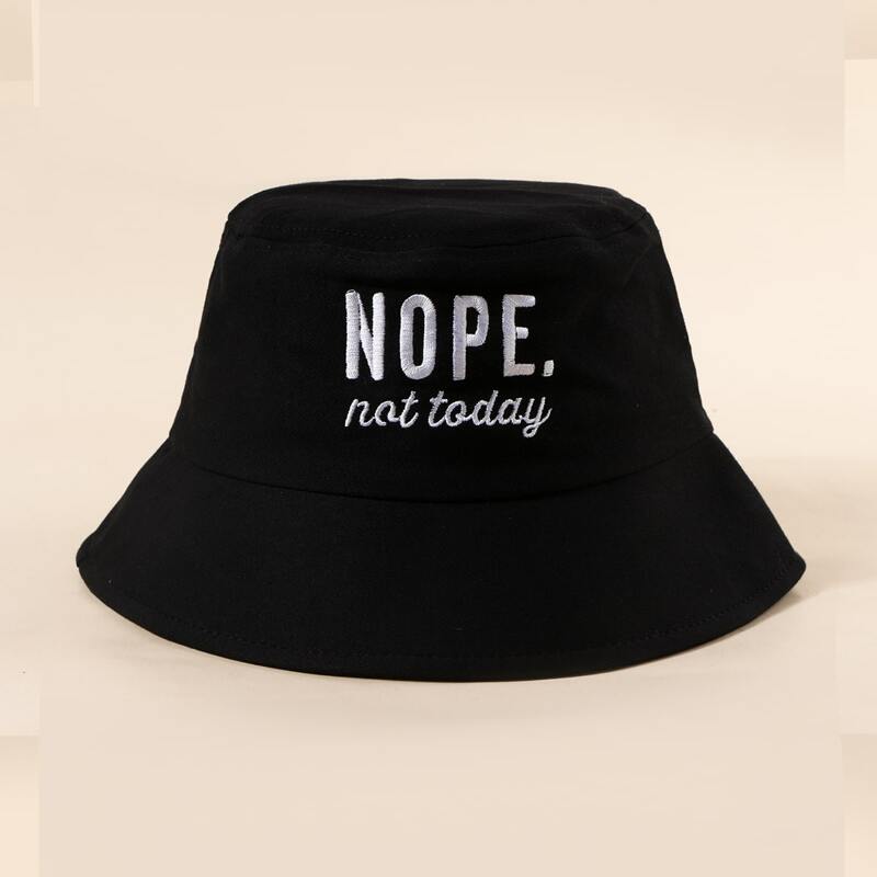 

Slogan Embroidery Beanie, Black