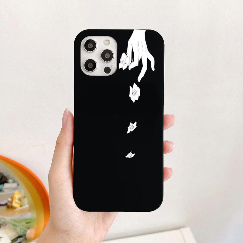 

Hand With Flower Print Phone Case, Black and white