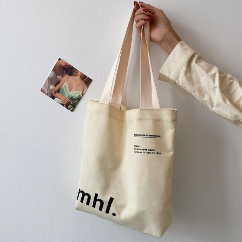 

Letter Graphic Canvas Tote Bag, White
