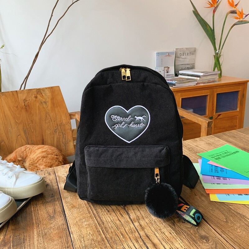 

Heart Pattern Backpack, Black